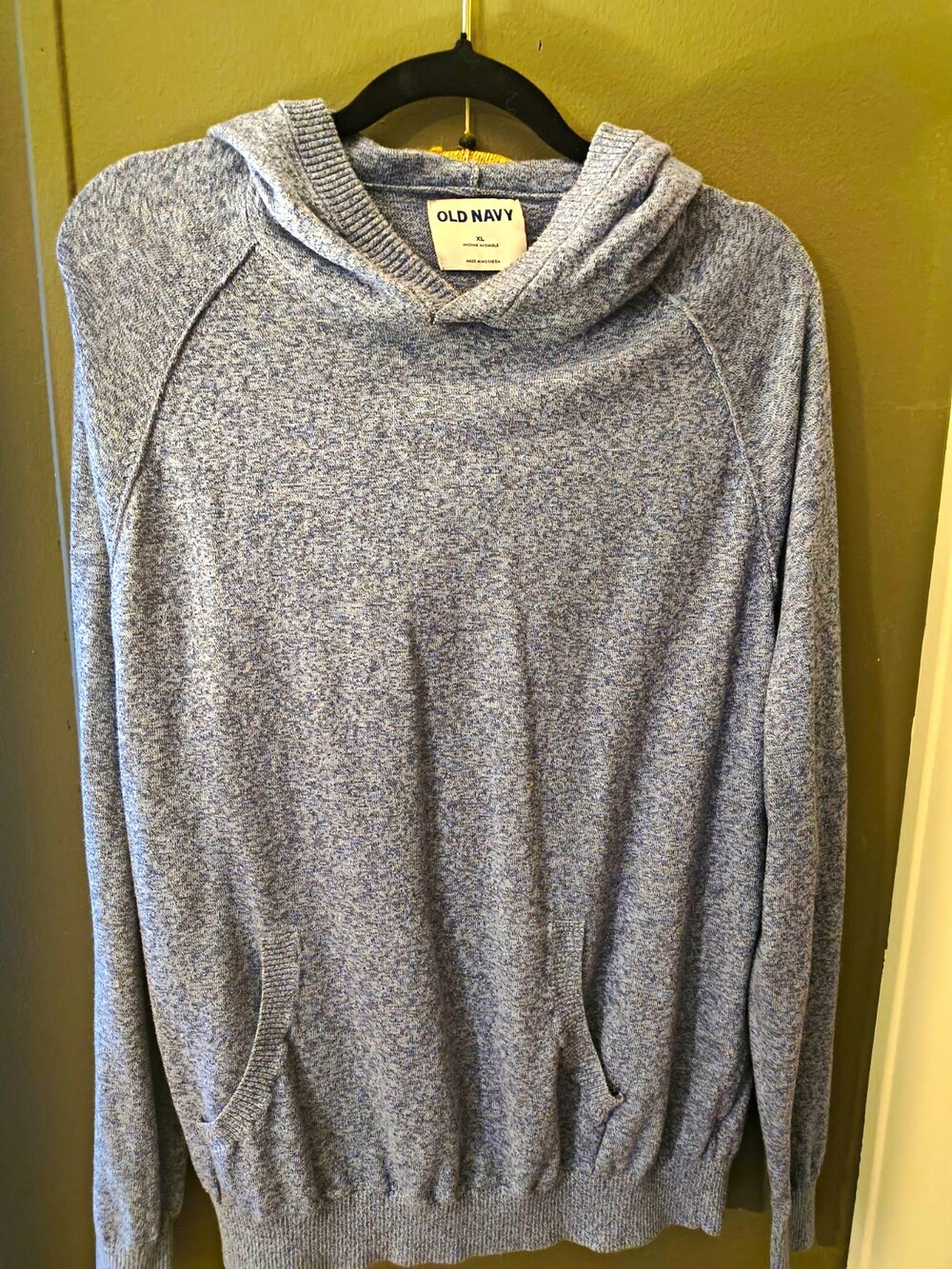Old Navy Men's Heathered Blue Pullover Hoodie w/ Pockets, XL